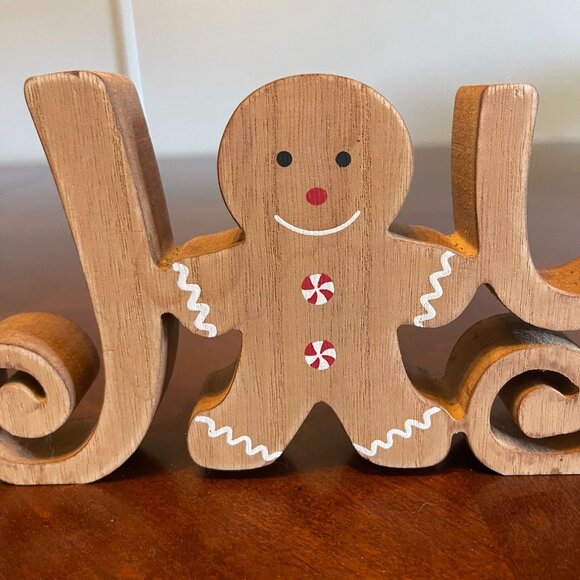 Gingerbread Joy Wooden Decorative Sign 6" Christmas Decor holiday - Picture 3 of 5
